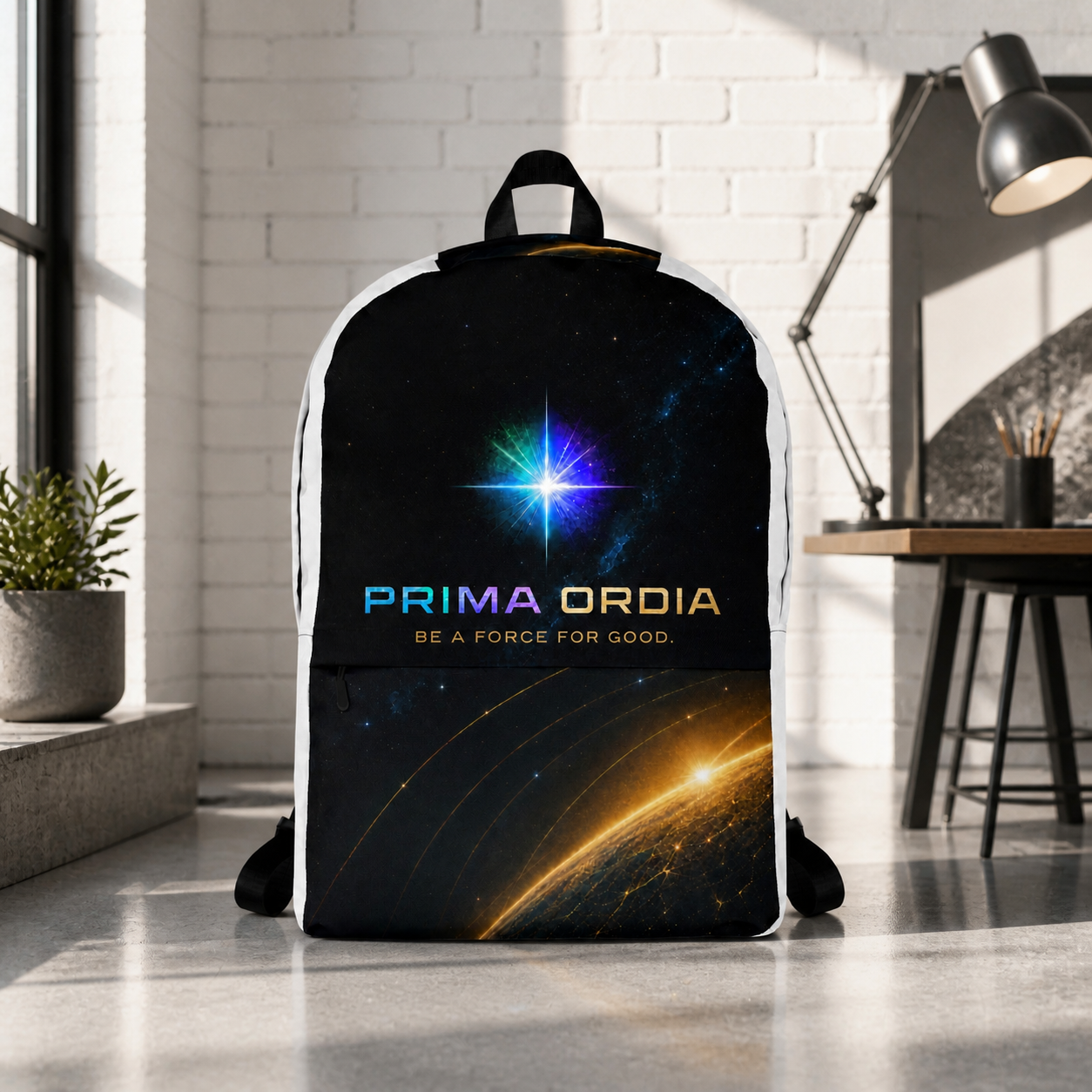 Cosmic Backpack: clean studio lifestyle image.