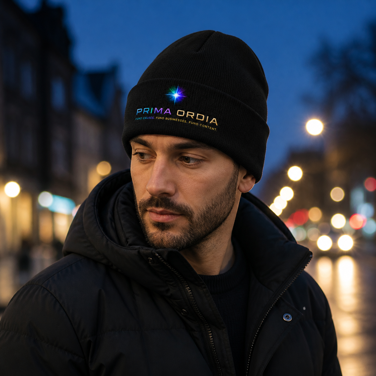 Embroidered Beanie: natural real-world use image.