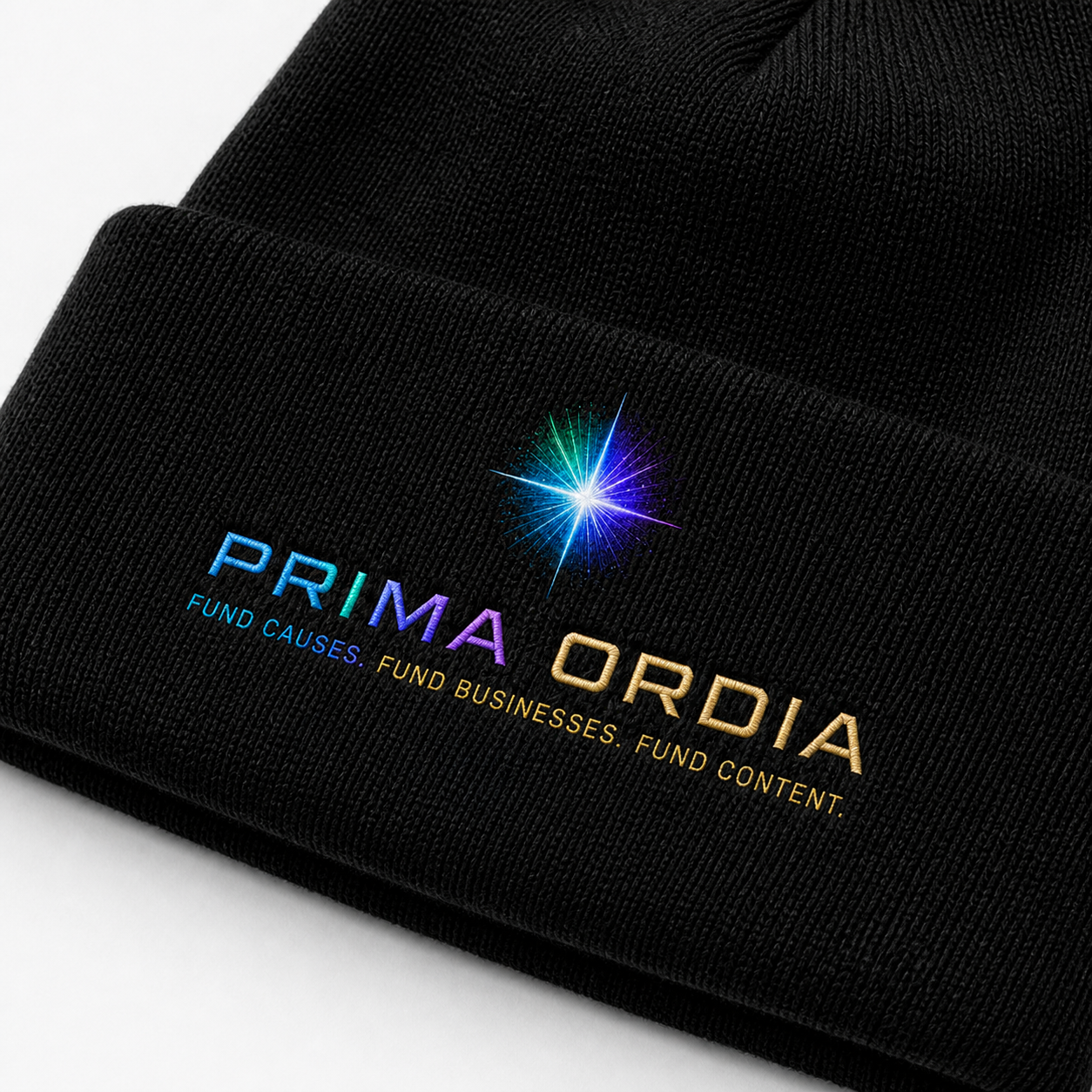 Embroidered Beanie: close contextual detail image.