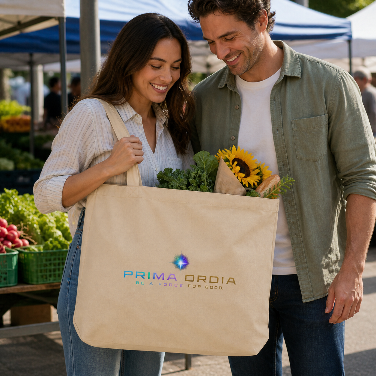 Large Organic Eco Tote: natural real-world use image.