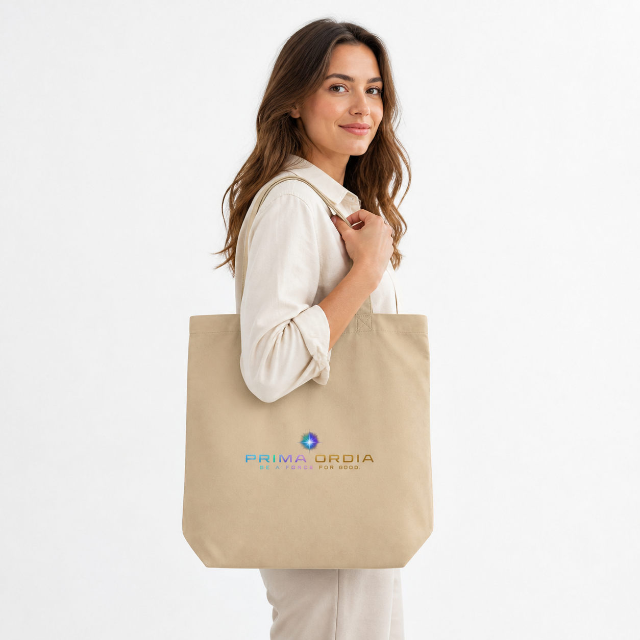 Organic Eco Tote: clean studio lifestyle image.