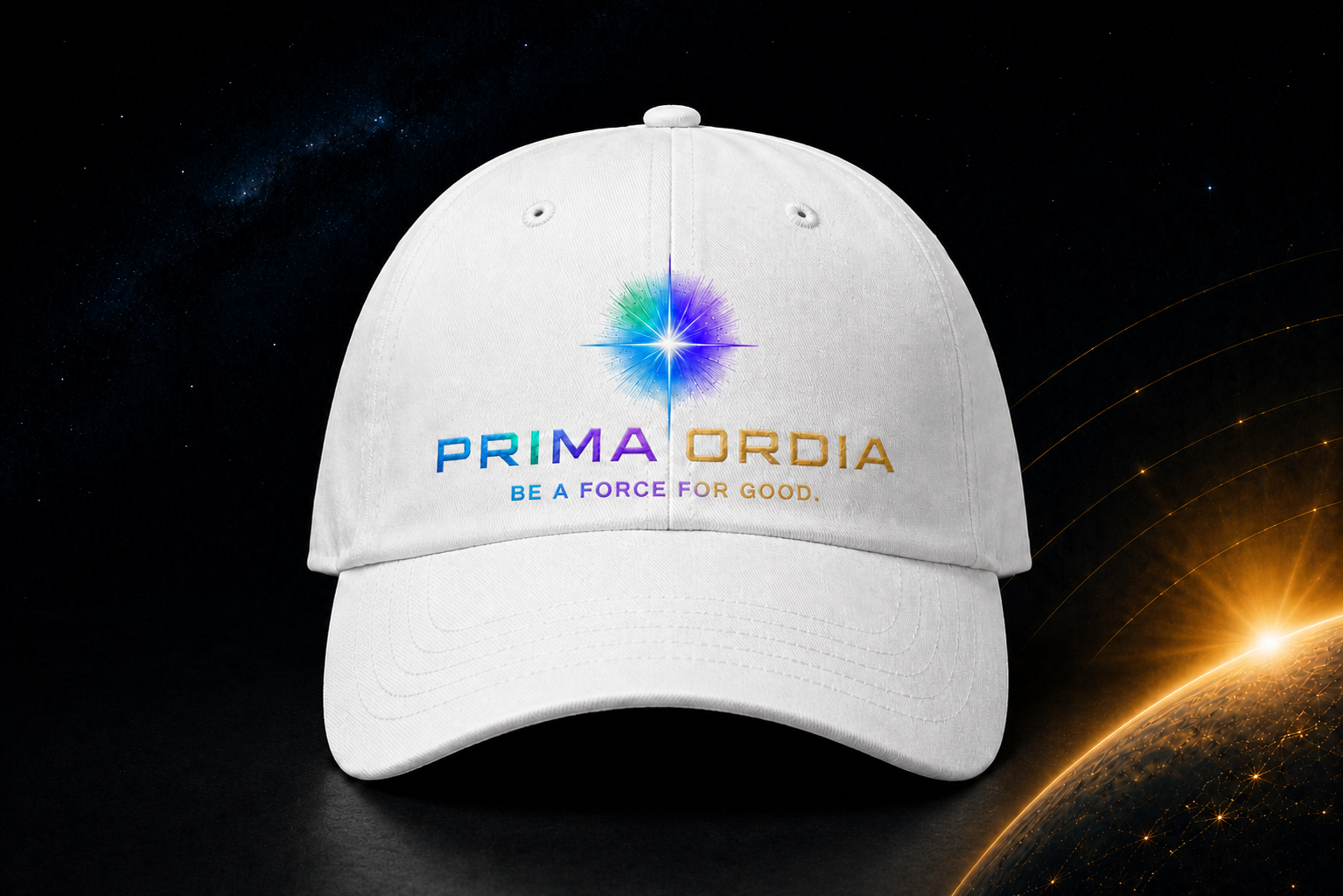 White PRIMA ORDIA embroidered low-profile baseball cap