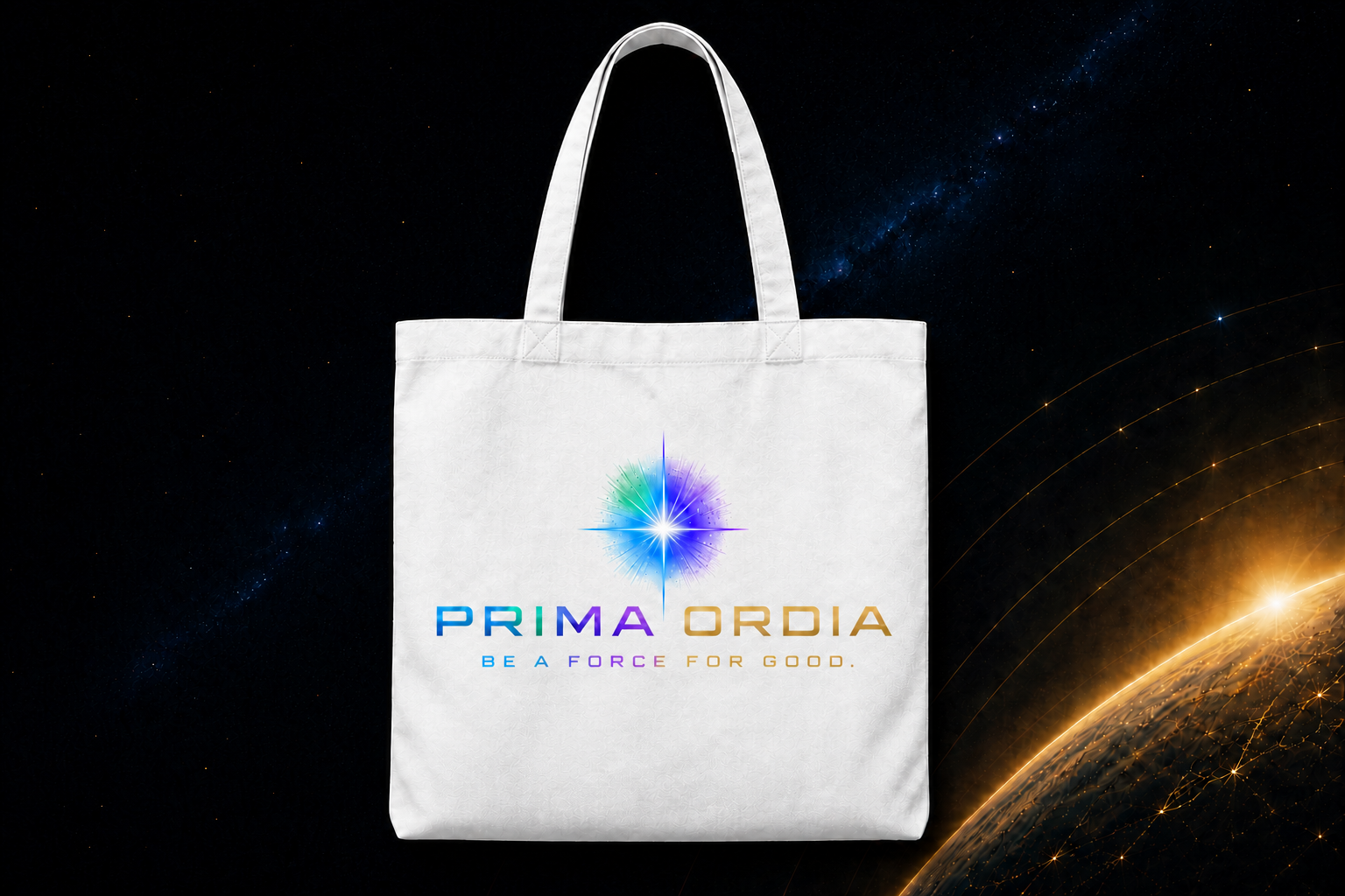 Cream-white PRIMA ORDIA heavyweight cotton tote bag on a white background