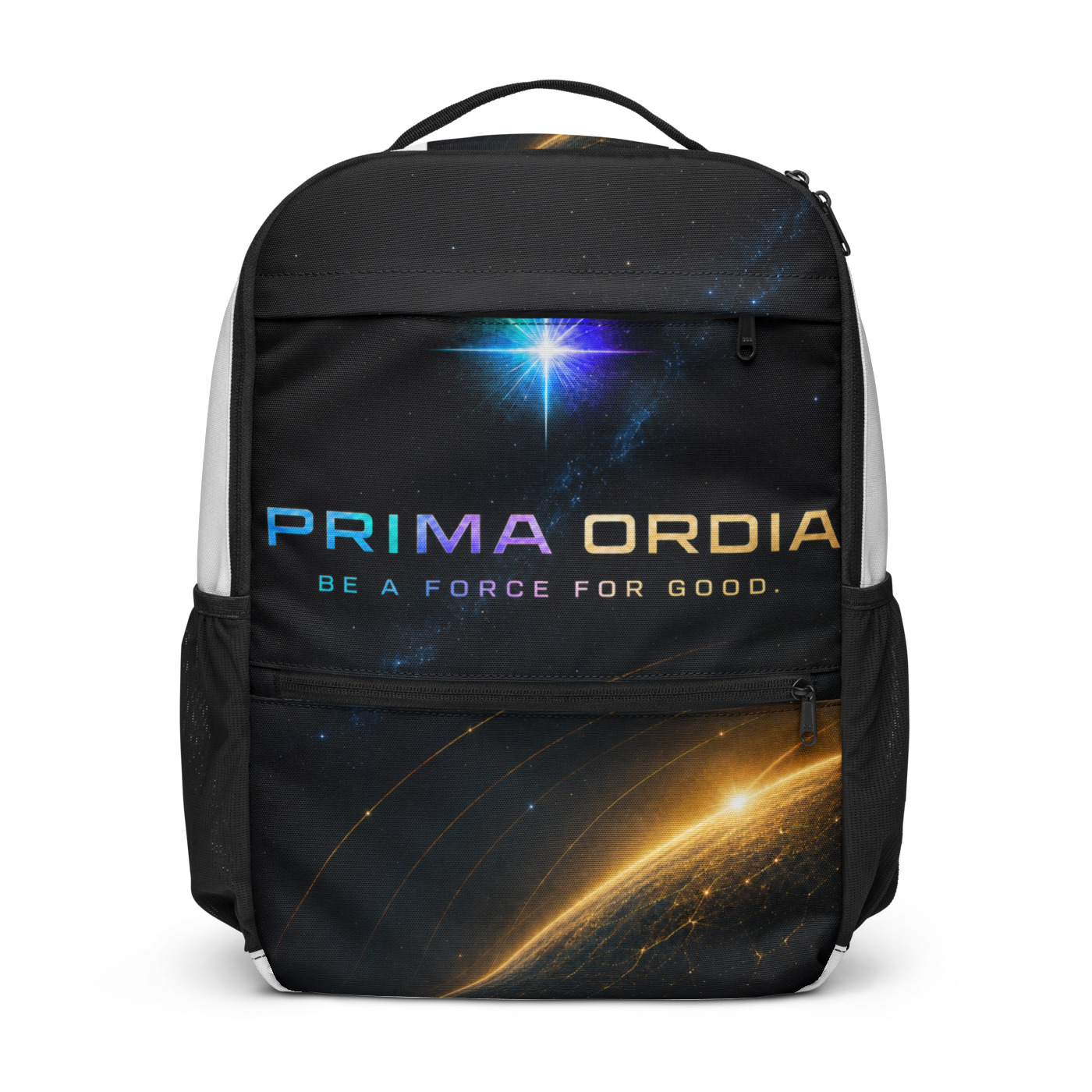 Black PRIMA ORDIA utility backpack on a white background